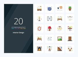 20 icono de color plano de diseño de interiores para presentación vector