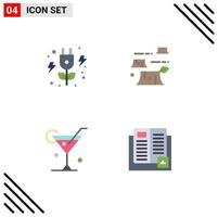 4 Flat Icon concept for Websites Mobile and Apps energy wine damage environment book Editable Vector Design Elements