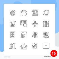 Editable Vector Line Pack of 16 Simple Outlines of computers hat home detective time Editable Vector Design Elements