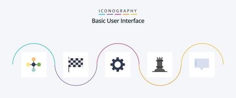 paquete básico de 5 íconos planos que incluye . mensaje. diente. burbuja. cifra vector