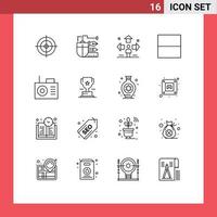 Set of 16 Commercial Outlines pack for radio layout direction interface problem Editable Vector Design Elements