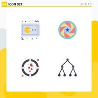 Pictogram Set of 4 Simple Flat Icons of pac man photo gamepad film love Editable Vector Design Elements