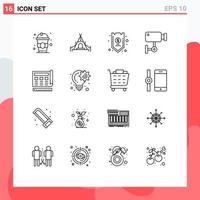 Set of 16 Commercial Outlines pack for blueprint surveillance account security cam Editable Vector Design Elements