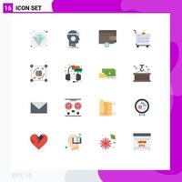 Flat Color Pack of 16 Universal Symbols of brain process delete mind remove Editable Pack of Creative Vector Design Elements