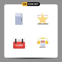 Group of 4 Flat Icons Signs and Symbols for appliances board home hollywood advertisement Editable Vector Design Elements