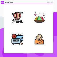 4 Filledline Flat Color concept for Websites Mobile and Apps balloon bubble airballoon holi clock Editable Vector Design Elements