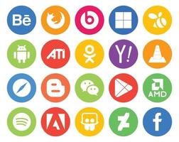 20 Social Media Icon Pack Including wechat browser odnoklassniki safari media vector