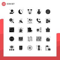 Universal Icon Symbols Group of 25 Modern Solid Glyphs of business optimization connection media engine Editable Vector Design Elements