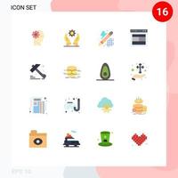 Group of 16 Flat Colors Signs and Symbols for construction web creative site design Editable Pack of Creative Vector Design Elements