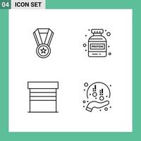 Set of 4 Vector Filledline Flat Colors on Grid for achievement house gym building donation Editable Vector Design Elements