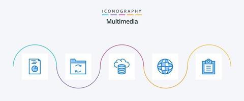 paquete de 5 íconos azules multimedia que incluye . hospedaje hacer. Lista de Verificación vector