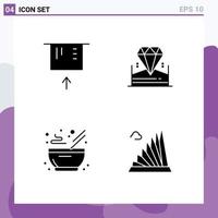 Universal Icon Symbols Group of 4 Modern Solid Glyphs of atm kitchen brilliant hotel building Editable Vector Design Elements