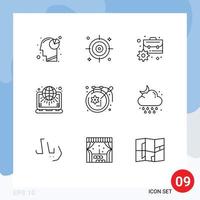 9 User Interface Outline Pack of modern Signs and Symbols of craft marketing business world net Editable Vector Design Elements