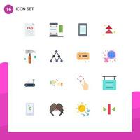 Pack of 16 creative Flat Colors of next arrow smartphone elearning data Editable Pack of Creative Vector Design Elements