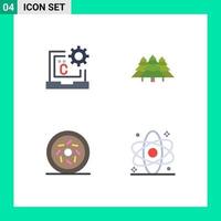 Stock Vector Icon Pack of 4 Line Signs and Symbols for c pines develop camping food Editable Vector Design Elements