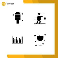 Universal Icon Symbols Group of 4 Modern Solid Glyphs of cream up business goal alcohol Editable Vector Design Elements