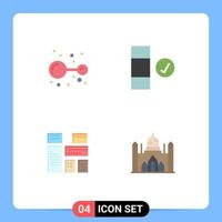 Modern Set of 4 Flat Icons Pictograph of atoms native advertising lab data aurangabad fort Editable Vector Design Elements