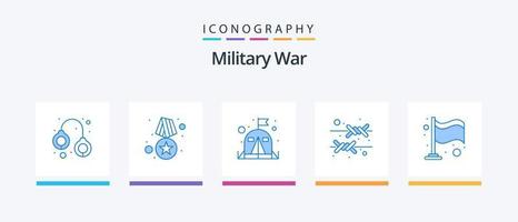 Military War Blue 5 Icon Pack Including flag. steel. army. protection. border. Creative Icons Design vector