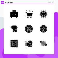 Pictogram Set of 9 Simple Solid Glyphs of disabled tissue help paper support Editable Vector Design Elements