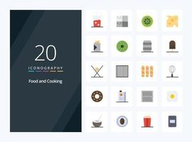 20 Food Flat Color icon for presentation vector