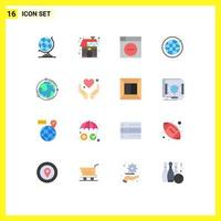 Set of 16 Vector Flat Colors on Grid for world earth web world globe Editable Pack of Creative Vector Design Elements