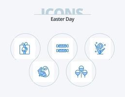 paquete de iconos azul de pascua 5 diseño de iconos. rosa. flor. caja. vacaciones. caramelo vector