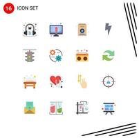 Modern Set of 16 Flat Colors Pictograph of traffic sign milk light basic Editable Pack of Creative Vector Design Elements