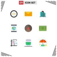 Pack of 9 Modern Flat Colors Signs and Symbols for Web Print Media such as smartphone internet architecture connection real estate Editable Vector Design Elements