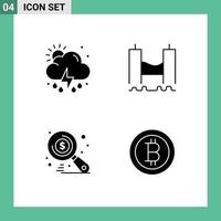 Set of Vector Solid Glyphs on Grid for cloud money weather harbor search Editable Vector Design Elements