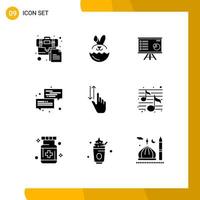 9 Thematic Vector Solid Glyphs and Editable Symbols of message conversation analytics communication marketing Editable Vector Design Elements