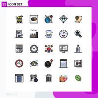 Universal Icon Symbols Group of 25 Modern Filled line Flat Colors of charging brain space maze present Editable Vector Design Elements