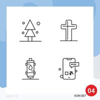 Modern Set of 4 Filledline Flat Colors and symbols such as forest water tree cross hot Editable Vector Design Elements