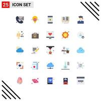 25 Thematic Vector Flat Colors and Editable Symbols of cap online learning location online education Editable Vector Design Elements