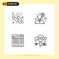 Pictogram Set of 4 Simple Filledline Flat Colors of celebration hardware group gear midi Editable Vector Design Elements