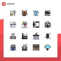 Modern Set of 16 Flat Color Filled Lines and symbols such as electronic digital left platform engineering Editable Creative Vector Design Elements