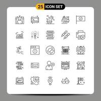 Set of 25 Commercial Lines pack for flag construction element cargo ship Editable Vector Design Elements