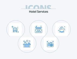 Hotel Services Blue Icon Pack 5 Icon Design. hot. service. hotel service. luxury. five vector