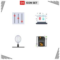 paquete de 4 iconos planos creativos de herramientas prueba de disco comida rápida guardar elementos de diseño vectorial editables vector