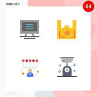 Universal Icon Symbols Group of 4 Modern Flat Icons of monitor personal skills bag shopper balance Editable Vector Design Elements