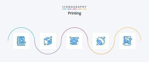 imprimiendo el paquete de 5 íconos azules que incluye el sello. impresora. imprimir. imprimir. bosquejo vector