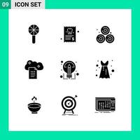 9 User Interface Solid Glyph Pack of modern Signs and Symbols of creative online docs tooth file storage cloud reporting Editable Vector Design Elements