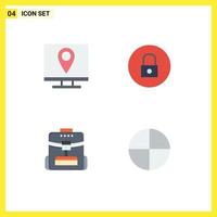 Set of 4 Vector Flat Icons on Grid for address bag information media school Editable Vector Design Elements