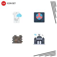 4 Creative Icons Modern Signs and Symbols of cloud protection technology screen security Editable Vector Design Elements