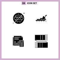 4 Universal Solid Glyphs Set for Web and Mobile Applications no food accounting park building budget Editable Vector Design Elements