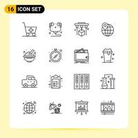 16 iconos creativos signos y símbolos modernos de cacahuetes impresión de alimentos cereales pin elementos de diseño vectorial editables vector