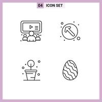 Set of 4 Modern UI Icons Symbols Signs for group plant user pointer egg Editable Vector Design Elements