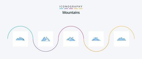 paquete de iconos de 5 montañas azules que incluye . naturaleza. sol. naturaleza vector