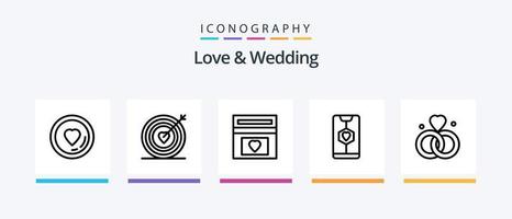 Love And Wedding Line 5 Icon Pack Including search. heart. date. wedding. Creative Icons Design vector