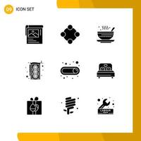 Set of 9 Modern UI Icons Symbols Signs for on graphic card toy computer tea Editable Vector Design Elements