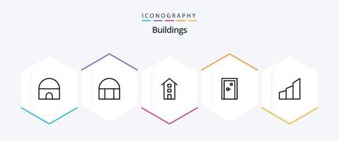 Buildings 25 Line icon pack including modern building. architecture. store. apartments. exit vector